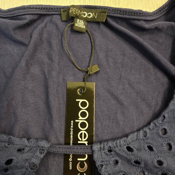 Papermoon Stitch Fix eyelet detail top Size 3XL Flowy office church Boho Casual - Picture 7 of 10